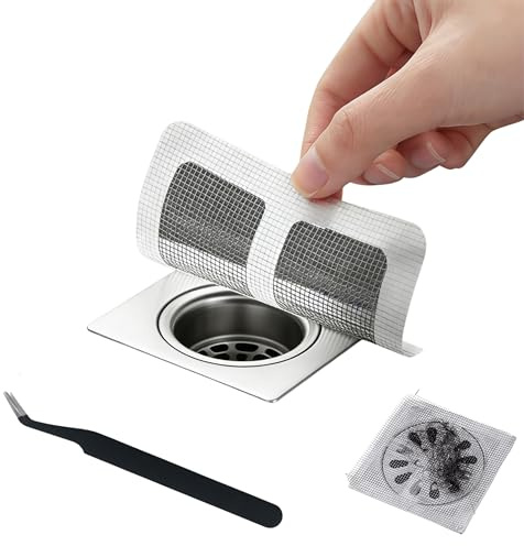 50 Pack Disposable Drain Cover, Shower Drain Hair Catcher Mesh Stickers, Disposable Floor Drain Filter Sticker for Bathtub, Bathroom, Kitchen Sink, Stops Human & Pet Hair