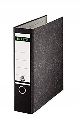 Leitz Qualitäts-Ordner 180° ohne Schlitze A4, Schwarz, 8,2 cm Rückenbreite, Einband mit Wolkenmarmor-Papier bezogen, 10700000