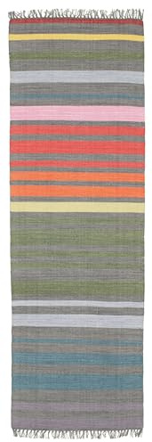 RugVista Rainbow Stripe Teppich, 80 x 250 cm, Grau | Moderne, Unsere Designer, Rechteckig, Mittlerer Stapel, Nur chemische Reinigung, Wohnzimmer, Esszimmer, Schlafzimmer, Küche