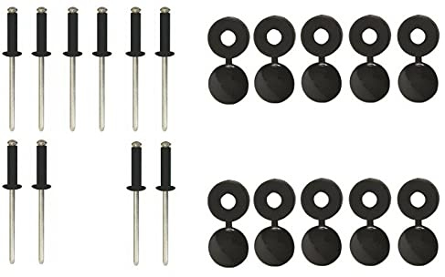 cyclingcolors Lot de 10 Rivets + Cache Rivet Noir Plaque D'IMMATRICULATION Voiture Auto Moto Scooter MOBYLETTE Protection Plastique Aveugle VIS Boulon Fixation