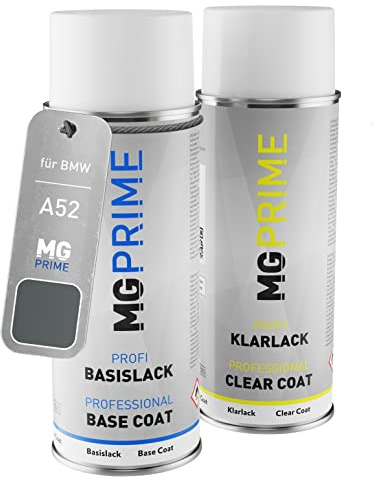 MG PRIME Billack Spray can set för BMW A52 Spacegrau Metallic/Space Grey Metallic Base coat klarlack spray can 400ml