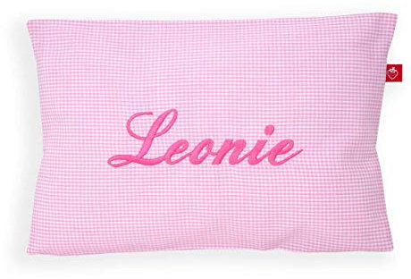 Kissen mit Namen Kinder Mädchen Vichy Karo rosa (Geburtsgeschenk: Dekokissen fürs Kinderzimmer) …