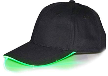 Oyria Sportliche Schwarze Unisex LED Baseballkappe aus Stoff, verstellbare, leuchtende Mütze, Sportreiseparty Clubkappe mit LED Lichtkrempe, Baseballgolf Hip Hop Sport Blitzkappe, Grün