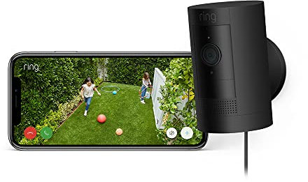 Certified Refurbished Ring Outdoor Camera Plug-In (Stick Up Cam)|HD outdoor Security Camera with 1080p video,Two-Way Talk,Wifi, alternative to CCTV system|30-day free trial of Ring Home