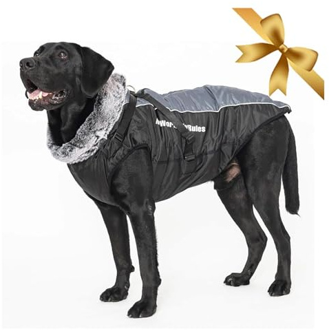 Vivi Bear Abrigo de Perro Grande Resistente al Viento y al Agua, Protector de Cuello de Forro Polar, Ropa Deportiva para Perros de tamaño Mediano a Grande,5XL