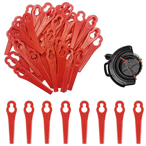 50 Stück Kunststoffmesser Rasentrimmer, Rasentrimmer-Klingen, Rasentrimmer Messer, Kunststoff Ersatzmesser, Rasentrimmer Zubehör Messer, Ersatzmesser für Akku-Rasentrimmer, Rasenmäherklinge Ersetzen