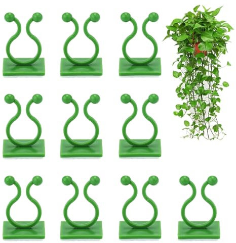 KINGLAKE 100Pcs Clip de Support de Plante grimpante, Clip de Plante Auto-adhésif, Clip de Mur de Vigne, Clip de Crochet de Support de Plante (Verte)