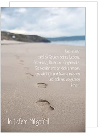 Edition Seidel Premium Trauerkarte mit Umschlag. Beileidskarte Trauer Karte mit Spruch Strand Fußspuren in tiefem Mitgefühl herzliches Beileid Abschied Anteilnahme (T1078 SW023)