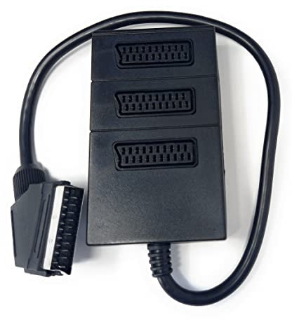Scart Splitter Box Video Cable Adapter for TV, DVD, VHS, Game Console (3 Way)