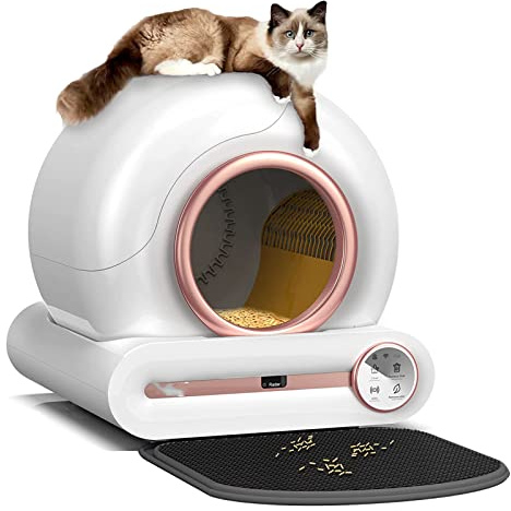 LMYYDES Robot per la Pulizia Automatica della lettiera per Gatti Pet Smart Lettiera per Gatti autopulente, con 65L+9L Grande capacità e rimozione degli odori - Controllo App, 48x51.6x50.5cm