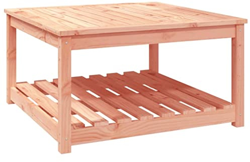 Makastle Gartentisch Kaffeetisch Terrassentisch Beistelltisch Couchtisch Balkontisch Loungetisch mit Ablage, Garten Tisch für Indoors/Outdoors, 82,5x82,5x45 cm Massivholz Douglasie