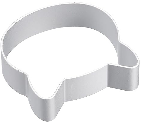 QUARKZMAN 5.7 x 5.4 x 1.7cm Biscuit Cutter pour Fondant Gâteaux Argent Ton | 1 Pièce, Dessin Animé Chat Tête, Pâtisserie Pâte
