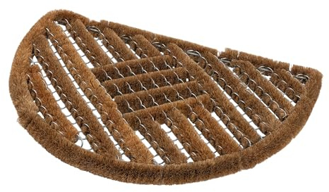 Natural Coir Doormat - 23.5x16in Half Circle Welcome Matt Outdoor or Indoor Front Door Mat Outside Entrance - Easy to Clean Heavy Duty Coco Coir and Stainless Steel Welcome Mat by Kings County Tools