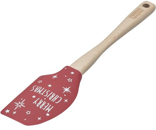 Original Kaiser 2300662206 100% Silikon, Holzgriff, hitzebeständig, Silikonschaber, Teigschaber Weihnachten, rot