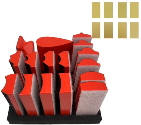 16pcs Hook and Loop Sanding Block Kit with 40pcs Sandpaper Sheets,Interchangeable Assorted Contoured Profile Sanding Pad Tools Set,Hand Sand Chassis for Wood Furniture,Auto Paint and DIY Crafts