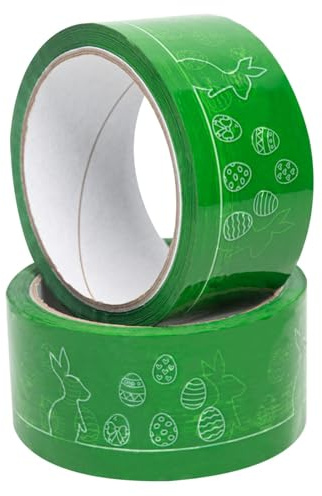 Marke Klebeband Muster: Ostern Hase Ostereier Osterhase Grün 48mmx50m Paketband Packband Bunt Akryl (1 Rolle)