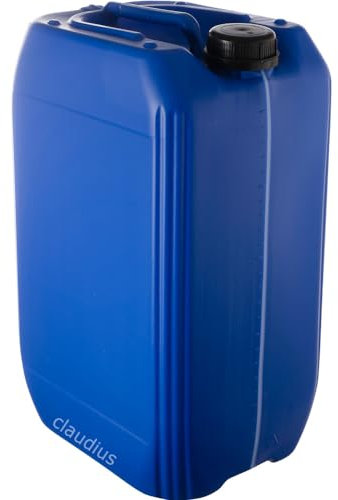 Claudius Kanister 25 Liter - blau mit Sichtstreifen - handlich stapelbar - UN geprüft - für Wasser und gefährliche Flüssigkeiten - inklusive Kappe - Total entleeren - 4 Stück nr.128
