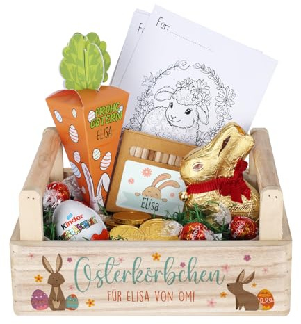 Herz & Heim® Gefülltes Osternest für Jungen und Mädchen mit Wunschnamen (Druck)