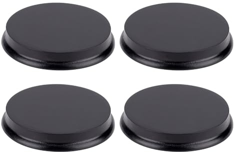 FINGERINSPIRE 4 Basi Rotonde in Legno da 79,5 mm, Superficie Laccata Nera, Placca Rotonda per Action Figure, Modellini, Statuette, Progetti Artigianali