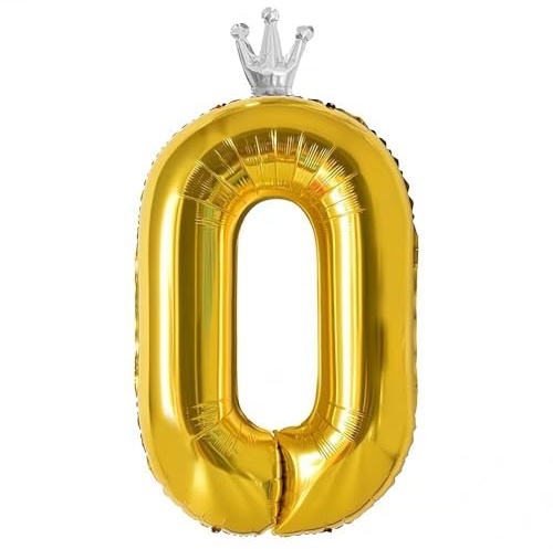 Vthoviwa Krone Luftballon Zahlen 0 Golden, Luftballon 0. Geburtstag Foil Ballon, 0123456789,Party Decoration Helium Unterstützen
