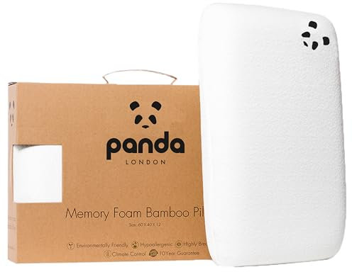 Panda® Bamboo Memory Foam Pillow | Orthopaedic Head, Spine & Neck Support | Soft Bamboo Cover | Medium-Firm & Supportive | Contours to Your Sleeping Position | 60 x 40 x 12 cm | 30-Night Trial