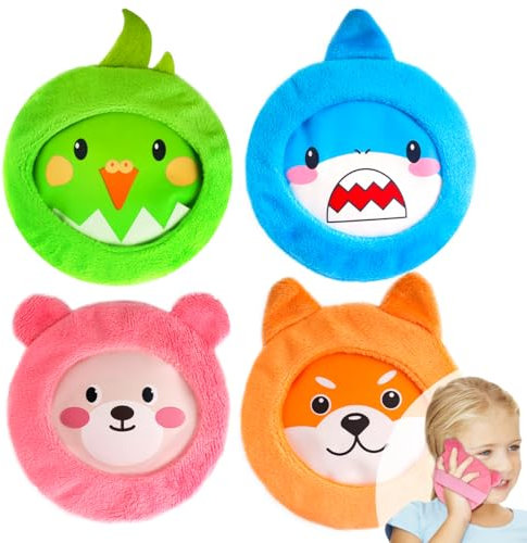 NEWGO Cuscinetti refrigeranti per bambini, 4 compresse in gel atossiche e fredde, con elastico, riutilizzabili per bambini, Cool Pack per lesioni, sollievo dal dolore, gonfiore, raffreddamento febbre