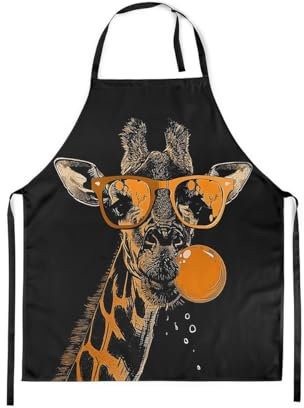 Loussiesd Giraffe Kochschürze für Köche Kochen Coole Giraffe Kochschürze für Jugendliche Orange Schwarz Schürze Nette Tier Kochen Küche Wasserdicht Küchenschürze