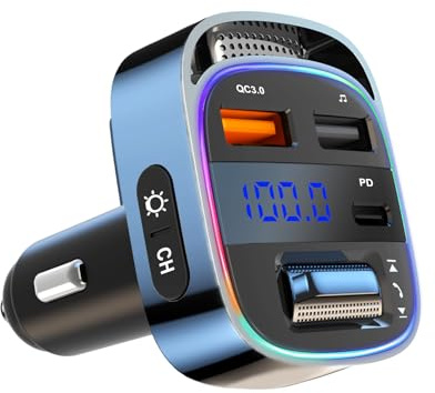 LIHAN Bluetooth 5.4 Car Adapter for Older Cars, 54W PD Fast Charging FM Transmitter, Handsfree Call, Crystal Clear GPS & Music Receiver, Supports USB Drive .wav .flac, Compatible with iPhone & Trucks