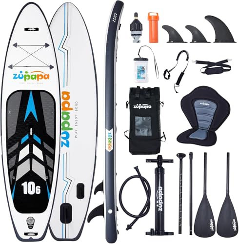 Zupapa 320cm Stand Up Paddling Board, 82cm Breite SUP Board Set | Aufblasbares Stand Up Paddle Board mit Kajak Sitz | Komplettes Zubehör