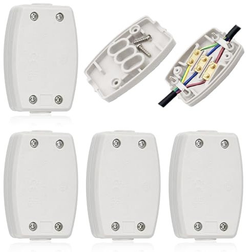 3 Terminal Electrical Junction Box, KYYGKY 4 PCS 13amp 250v Flex Connector 3 Core Cable Joiner Electrical Cable Junction Box White Electricals Wire Connectors for Indoor Lighting, Power, Wiring