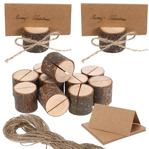 FOMIYES Baumstumpf Tischnummernhalter Aus Holz - Rustikale Tischkartenhalter Für Hochzeit Party Und Konferenzen Vielseitiger Kartenhalter Für Tischdekoration Und Fotos