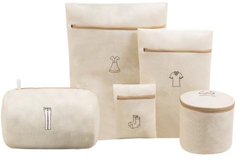 KU Wäschenetz für Waschmaschine Groß 5 Stück, Reise Wäschesack Waschmaschine mit Reißverschluss für, BH, Schuhe & Babykleidung - Laundry Bag Schützt Socken, Blusen & Empfindliche Textilien
