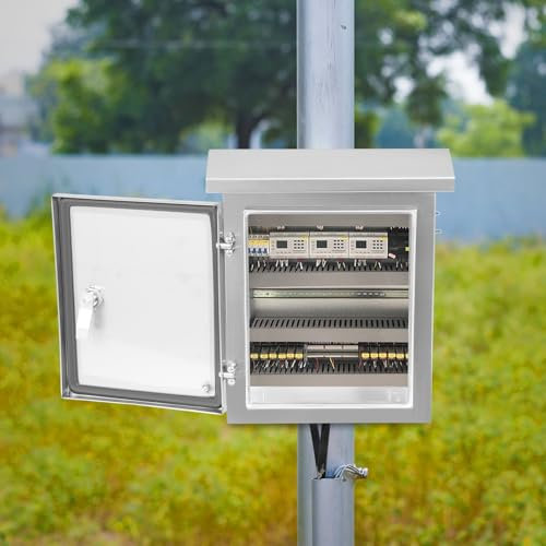 201 Edelstahl-Schaltkasten - Elektrischer Anschlusskasten, Schaltkasten, IP44, wasserdicht, wandmontierter Projektkasten, Verteilerschutzkasten für den Innen- und Außenbereich, 30 x 20 x 40