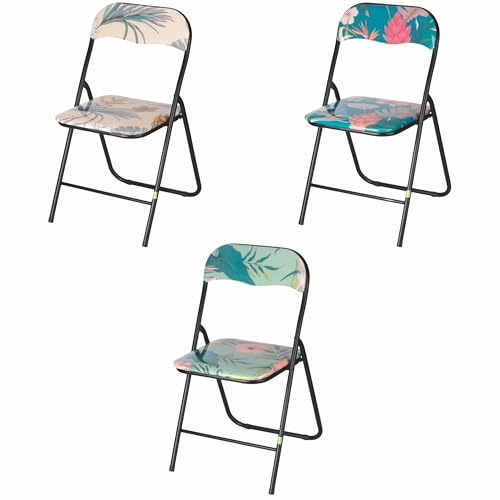 Este Lot de 6 chaises Pliantes, Pliables et Peu encombrantes, 43,5 x 45 x 79 cm, décoration Florale, botanique siblique