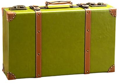 HOOLRZI Antiker Holzkoffer mit Ledergriff für Heimdekoration, Hochzeit, Andenken, Filmrequisiten, große Gepäcktasche