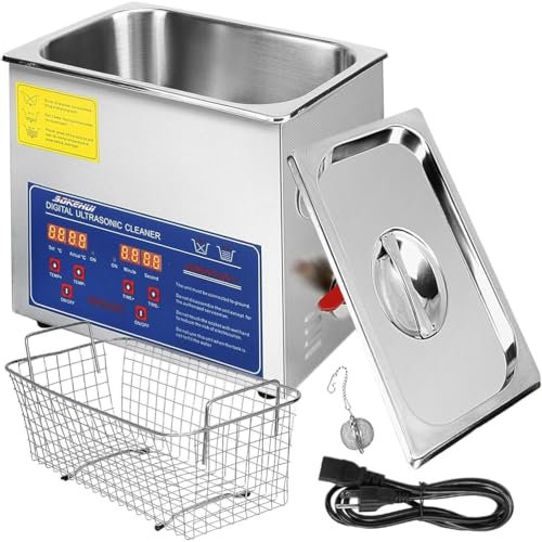 UIGJIOG 10L, Ultrasonic Cleaner Cleaning Small Industrial Machine Stainless Steel with Digital Heating Timer for Home And Commercial Use in The Laboratory