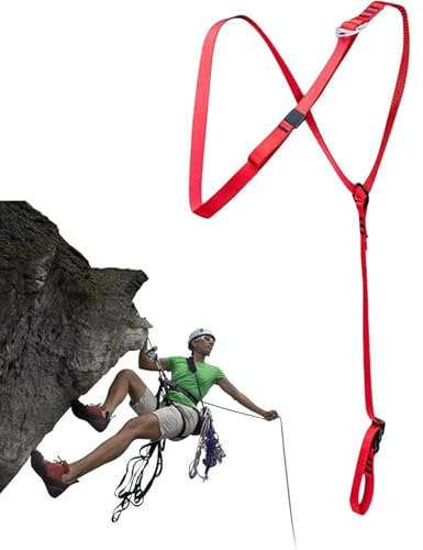 Gaxcent Klettergurt - Bergsteigen Brustgurt-Steigsystem,Schnellverschluss Anti-Rutsch Brustgurt Für Felsklettern, Bauarbeiten, Bergtouren & Dachmontage,Rot