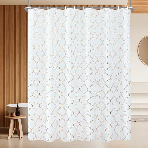 Lerores Duschvorhang 180x200 cm Phnom Penh Blumen, Beschwerter Saum Antischimme, Wasserabweisend, Waschbar Polyester Badevorhänge mit 12 Ösen und Duschvorhangringen für Badezimmer, Badewanne