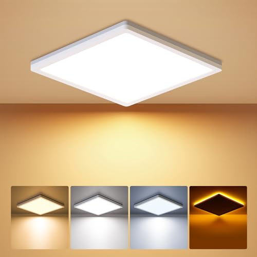 BLNAN Plafoniera LED Piatta con Luci Notturne 2000K, 24W Lampada a Soffitto Bianco Caldo Bianco Neutro Bianco Freddo 3000K/4000K/5000K, 2400LM Lampada Soggiorno Cucina Bagno, Ultra Sottile 30CM