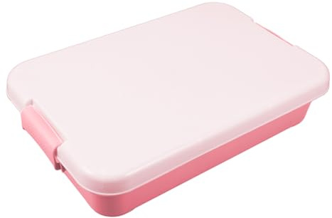 ORFOFE Caja De Arena De Plástico Portátil con Tapa Guardar Exteriores Interior Pequeña con Tapa Color Rosa