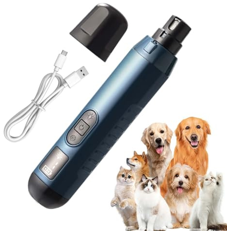 Acunny Lime à ongles électrique pour chien - Outil de soin des pattes - 5 niveaux - Batterie USB silencieuse - Pour animaux domestiques, chiens, chatons