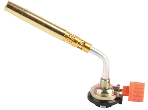BuyWeek Quemador de gas para lanzallamas, 19 cm, encendido manual, acero inoxidable, cobre, ABS, para barbacoa y camping