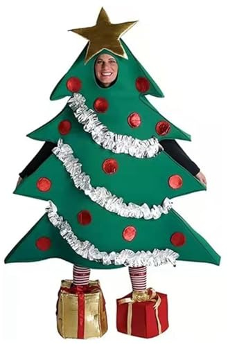 Bkazwe Déguisement Sapin De Noël, Costume de Sapin de Noël Unisexe pour Adulte - Tenue de costumade avec Chaussures Cadeaux - Vêtements Amusants ostumes de fête Amusants pour Adultes