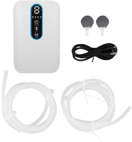 Haofy Wiederaufladbare Aquarium-Luftpumpe, Leise, Batteriebetrieben, Tragbar, Sauerstoffbelüfter für Fische, Angeln Im Freien, Fischtransport, 70 Stunden Akkulaufzeit
