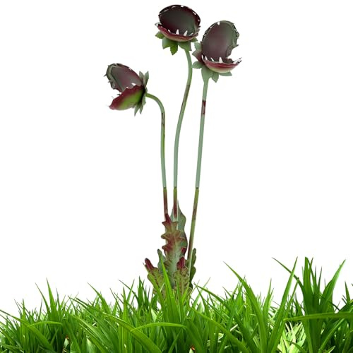 Guniata Fleischfressende Pflanze Metall, 64 cm Dekorative Venusfliegenfalle Gartenstecker, Rostbeständig, Wetterfest, Dekorative Kannibalische Blume für Terrasse, Rasen und Garten im Außenbereich