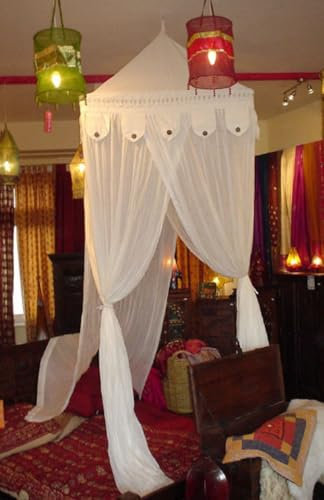 GURU SHOP Orientalischer Baldachin1001 Nacht, Betthimmel, Moskitonetz 1x1m Rund & Eckig, Baumwolle, Form: Rund 100 cm Ø, Moskitonetze & Baldachine