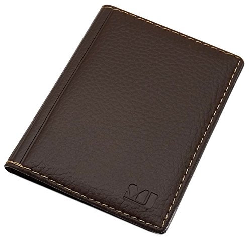 Elegantes Ausweisetui/Ausweishülle/Kreditkartenetui mit Kontrastnaht 4 Fächer MJ-Design-Germany Made in EU Designs (Design 2 / Braun)