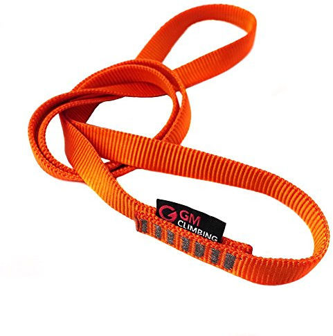 GM CLIMBING 16 mm nylon slinglöpare 22 kN / 2 245 kg CE UIAA-certifierad klättring räddning hängande riggning ankare system utomhus flera ändamål, enkel enhet, fluorescerande orange, (120 cm/48 tum)