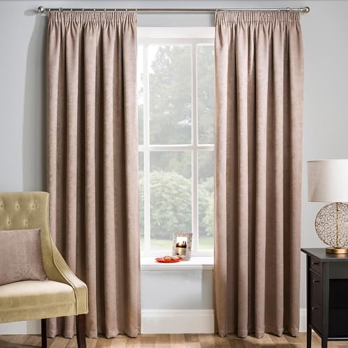 Enhanced Living Matrix Latte Natural Curtains for Living Room - 66x54 inch (168x137 cm) - Tape Top Noise Reducing Thermal Curtains for Bedroom - 2 x Curtain Panels