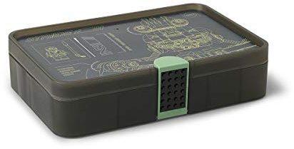 Room Copenhagen Lego 4084 Caja de Almacenamiento Ninjago Movie, Contenedor con Compartimentos, Verde Translúcido, Legion/Transparent Black, 26.7 x 17.8 x 6.6 cm